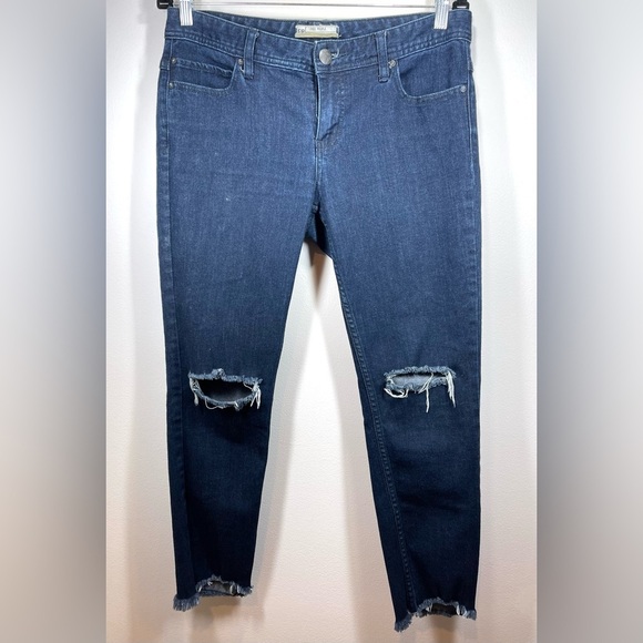 FREE PEOPLE Jeans Women’s Size 29 High-Rise Frayed Hem Busted‎ Knee Skinny - Picture 4 of 13